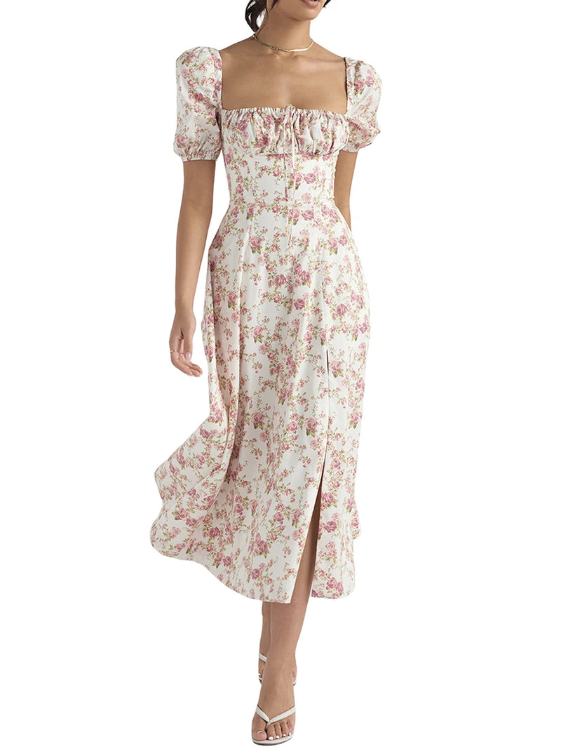 Vestido Feminino Slim Fit Floral de Verão